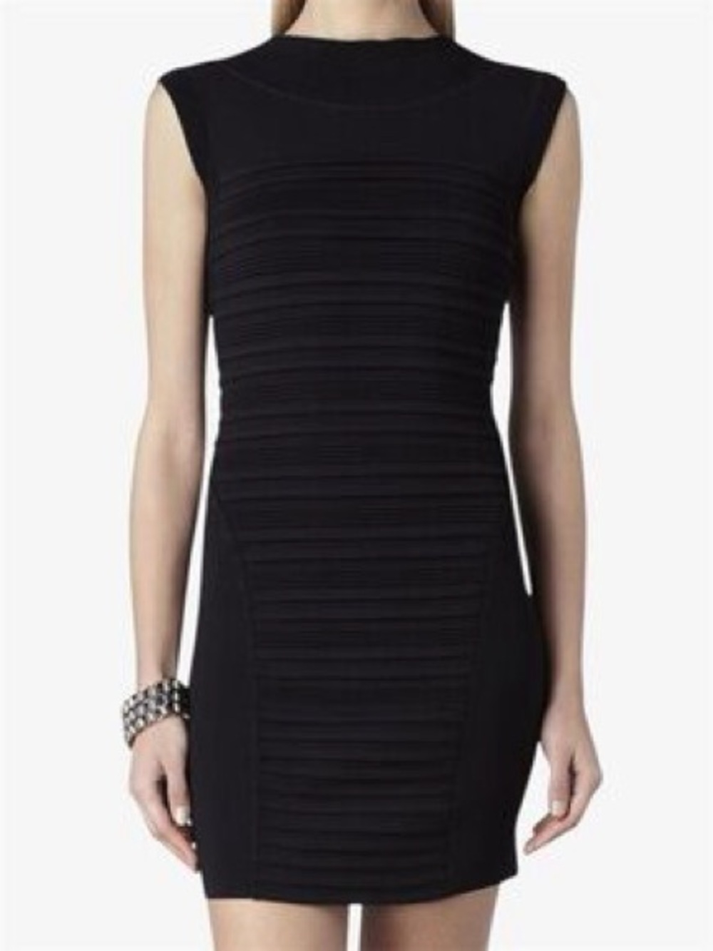 ALLSAINTS Black Bandage Bodycon Ribbed Sheath Dress ALL SAINTS Sleeveless Sz 4